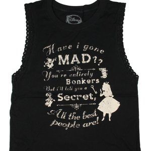 Disney Alice In Wonderland Black Tank Top with White Print
